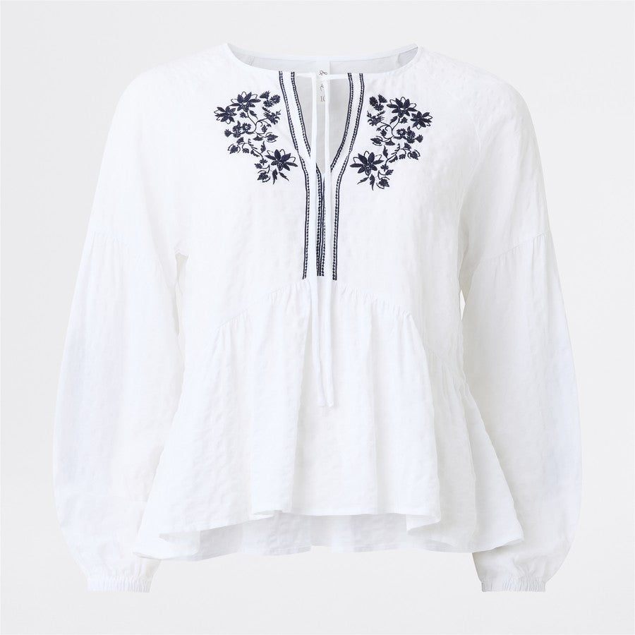 &me Women's Embroidered Blouse - White