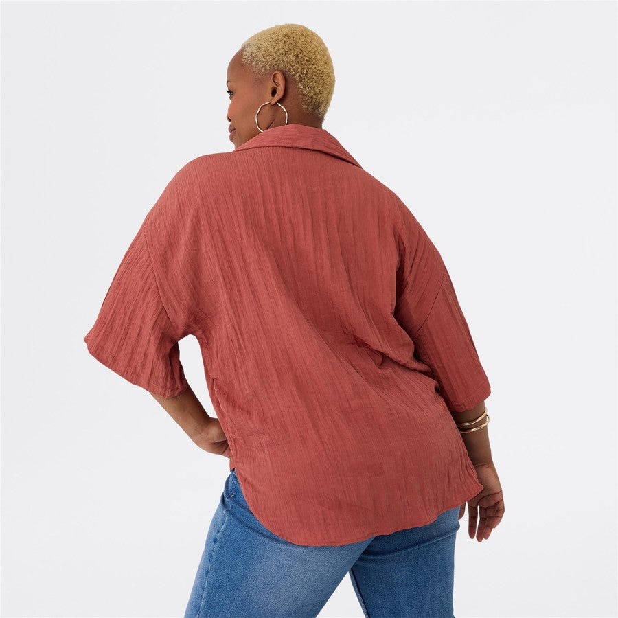 Avella Women's Tie Front Shirt - Marsala