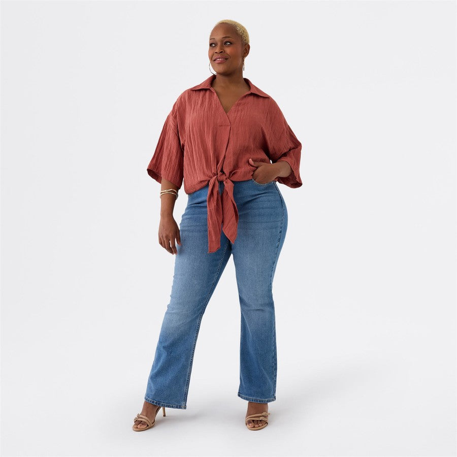 Avella Women's Tie Front Shirt - Marsala