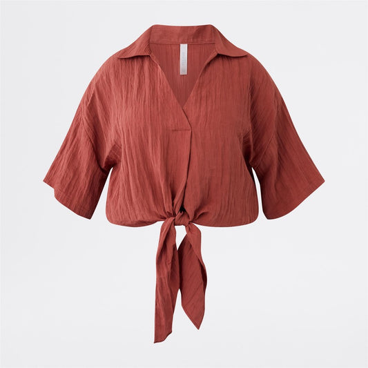 Avella Women's Tie Front Shirt - Marsala