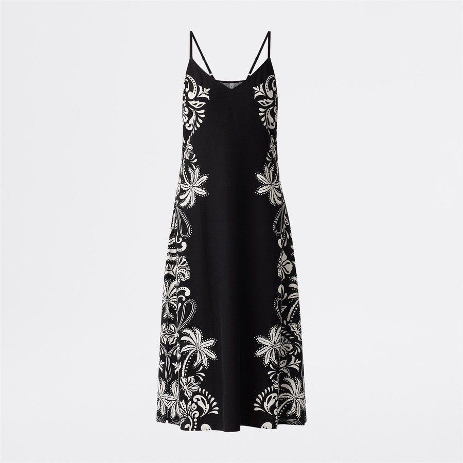 &me Women's Paisley Palm Print Resort Slip Dress - Black