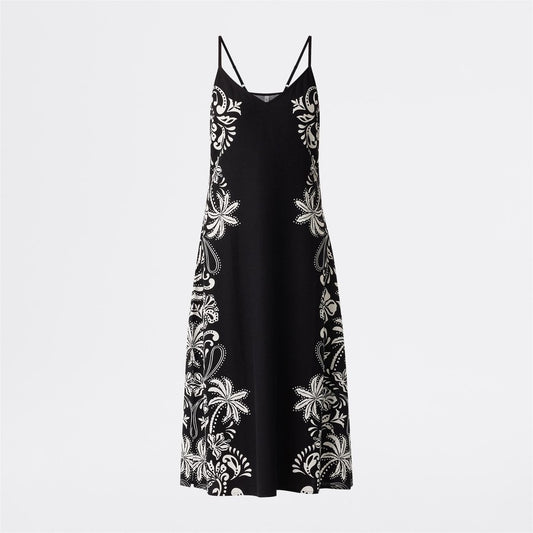 &me Women's Paisley Palm Print Resort Slip Dress - Black