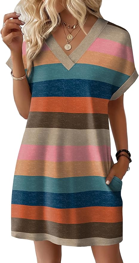 WIHOLL Dresses for Women 2025 Casual Summer Tshirt Dress Wedding Guest Dresses Short Sleeve Fashion Beach Vacation Clothes