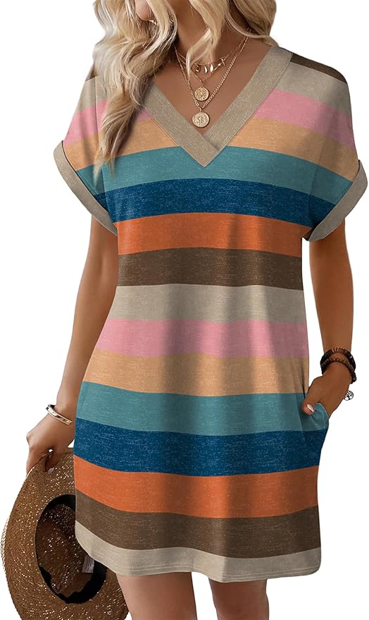 WIHOLL Dresses for Women 2025 Casual Summer Tshirt Dress Wedding Guest Dresses Short Sleeve Fashion Beach Vacation Clothes