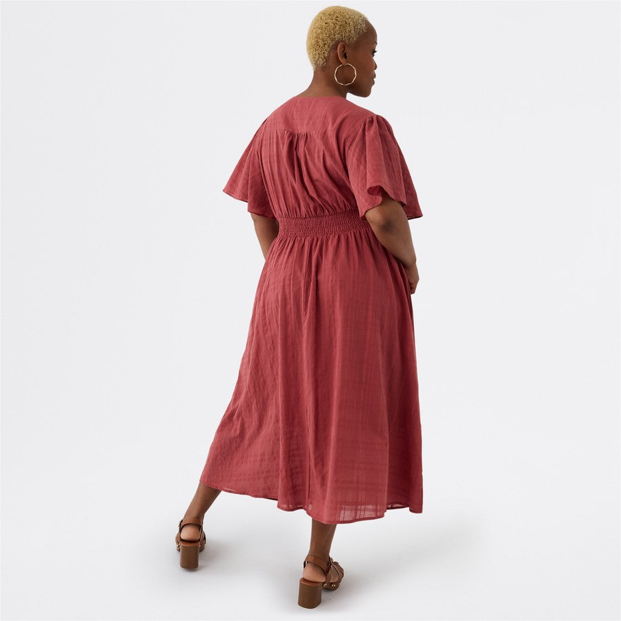 Avella Women's V-Neck Midi Dress - Marsala