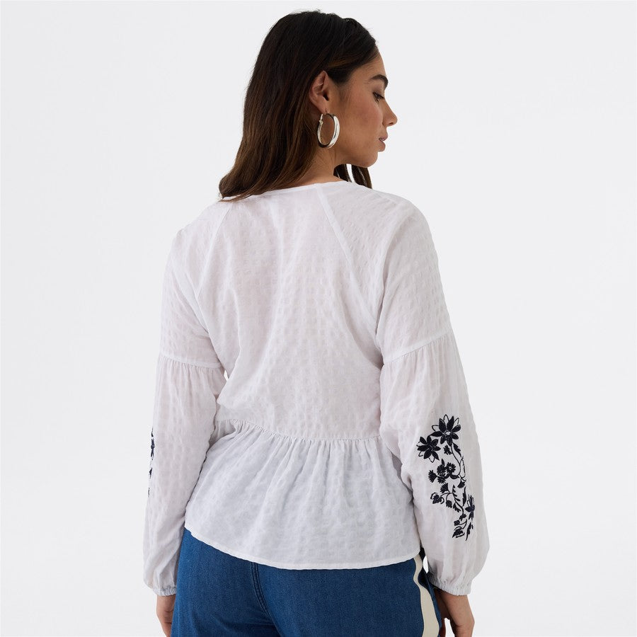 &me Women's Embroidered Blouse - White